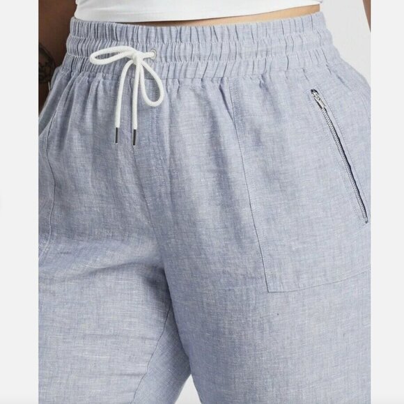 Size 26 (3X) - ATHLETA - Cabo Linen Joggers Light Blue Pant Lightweight NEW - Picture 3 of 6
